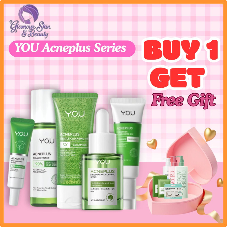 YOU BUY 1 GET 1 FREE GIFT Dual Acne Combat Bundle Set, YOU Hy Amino Anti Acne Face Wash & YOU AcnePl