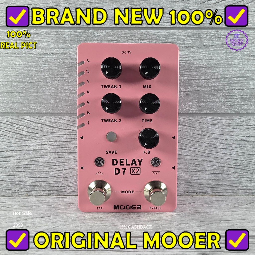 Efek Gitar Multi Delay MOOER D7 X2 Delay 14 Delay Digital Analog Tape Dynamic Liquid Mod Mod-Verse G
