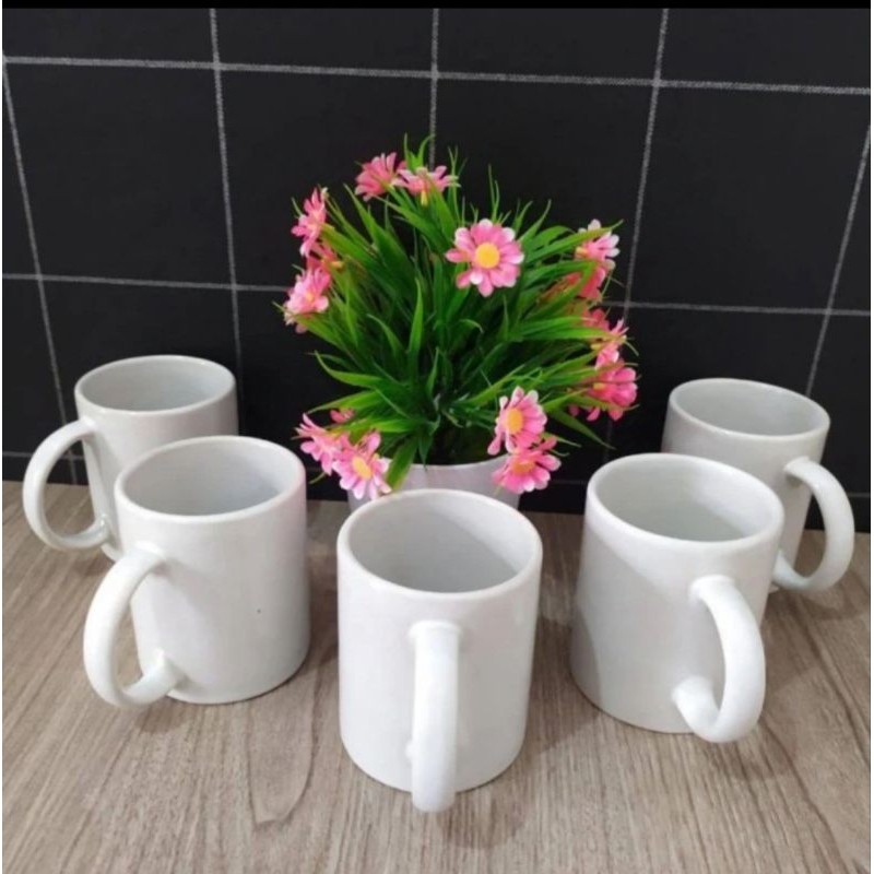 MUG KERAMIK GELAS POLOS PUTIH & HITAM