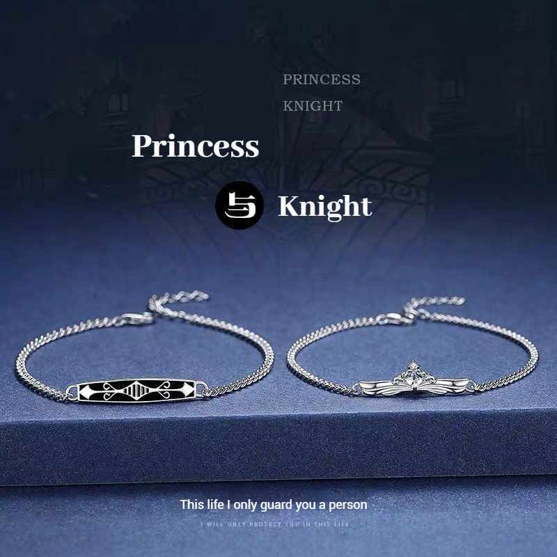 Gelang Pasangan Putri Dan Ksatria Tangan Tali Tangan Pria Dan Wanita Gelang Perak Sterling Fashion G