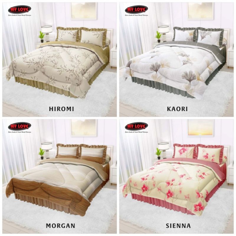 Bedcover my love Rumbai ukuran 180x200 & 160x200 / Satu set bedcover my love Rumbai ukuran 180x200x3