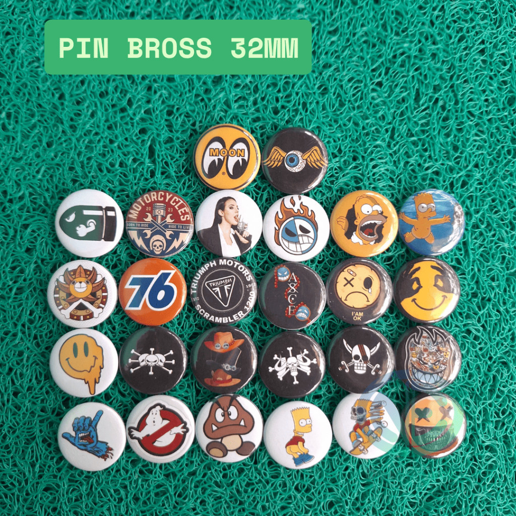 GHASVRILL - Pin Bross 32mm Logo Ikonik & Simbol Unik – Bros Umbrella Corp LV Vodka NASA Ghostbusters