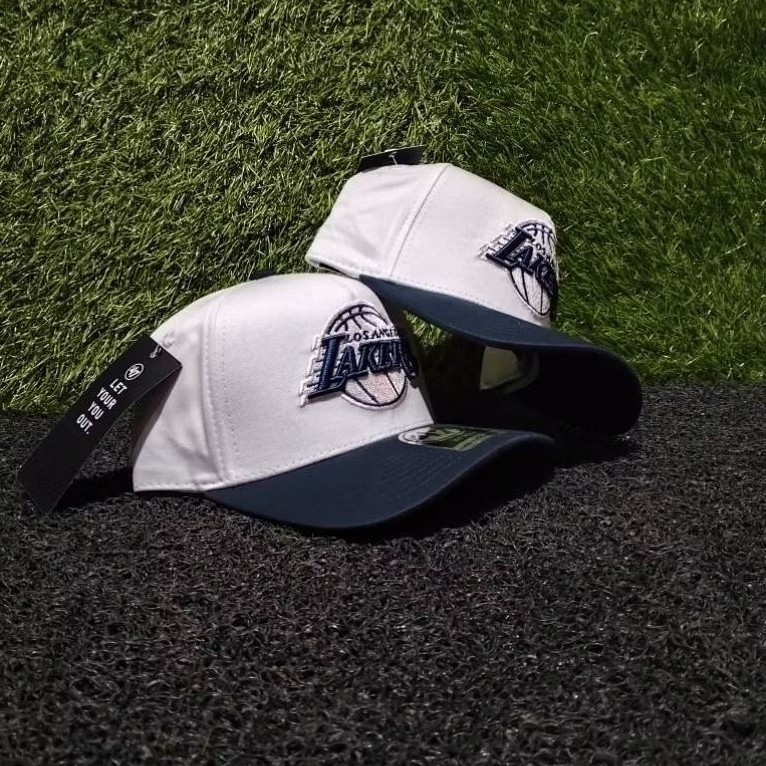 Topi Baseball Lakers Nevy Putih Bahan Putih Visor Nevy Topi Premium NBA High Quality