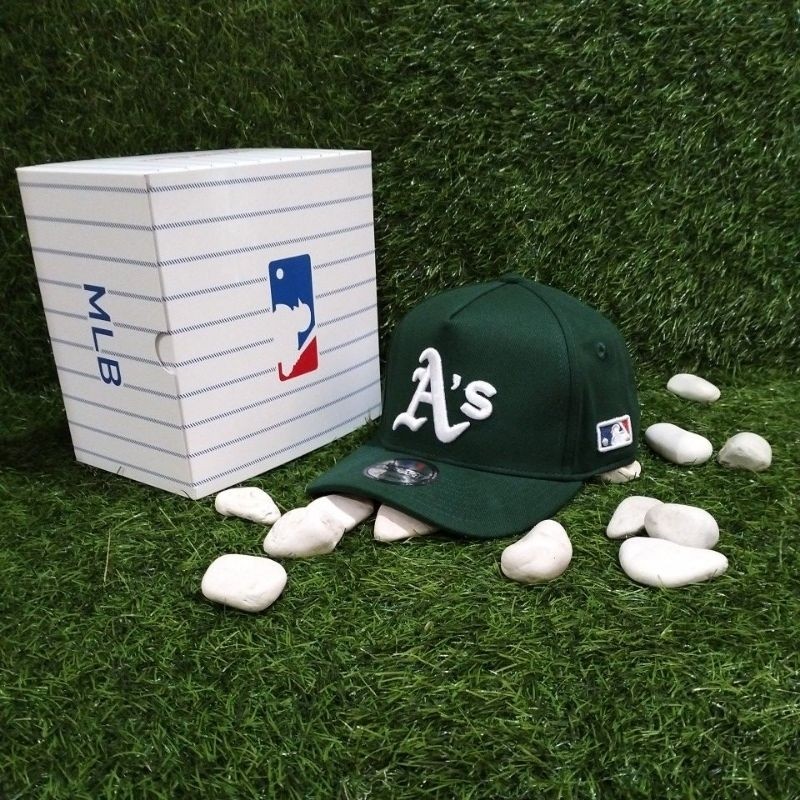 Logo As Putih Bahan Hijau Topi Premium Full Tag MLB Unisex