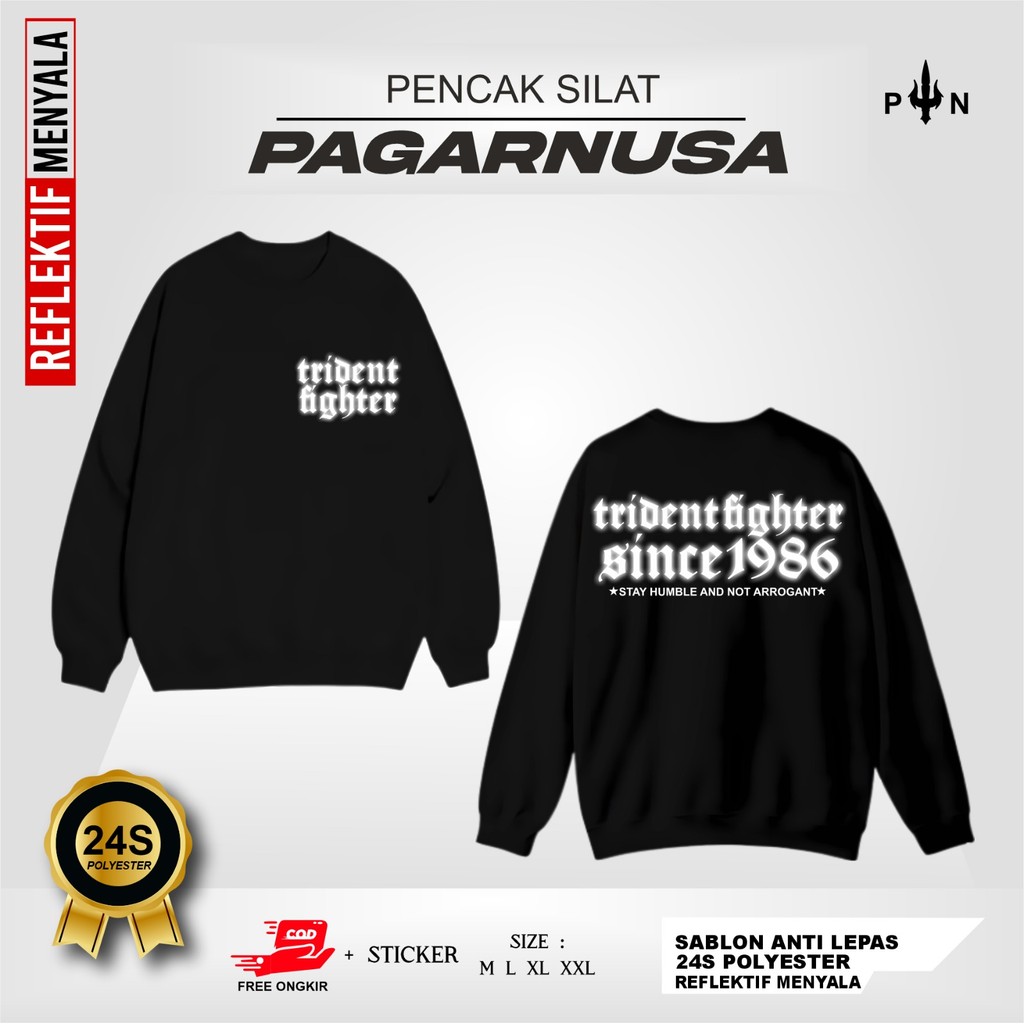 SWEATER PAGAR NUSA MENYALA TRIDENT FIGHTER SINCE 1986 - SWEATER DISTRO PAGAR NUSA - SWEATER PAGAR NU