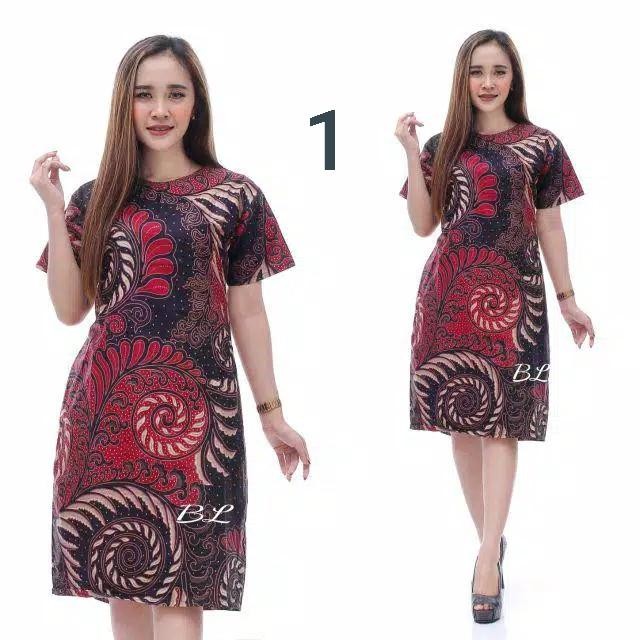 Dress batik wanita jumbo Dress batik wanita Bigsize M L XL XXL3L 4L 5L - 1, M