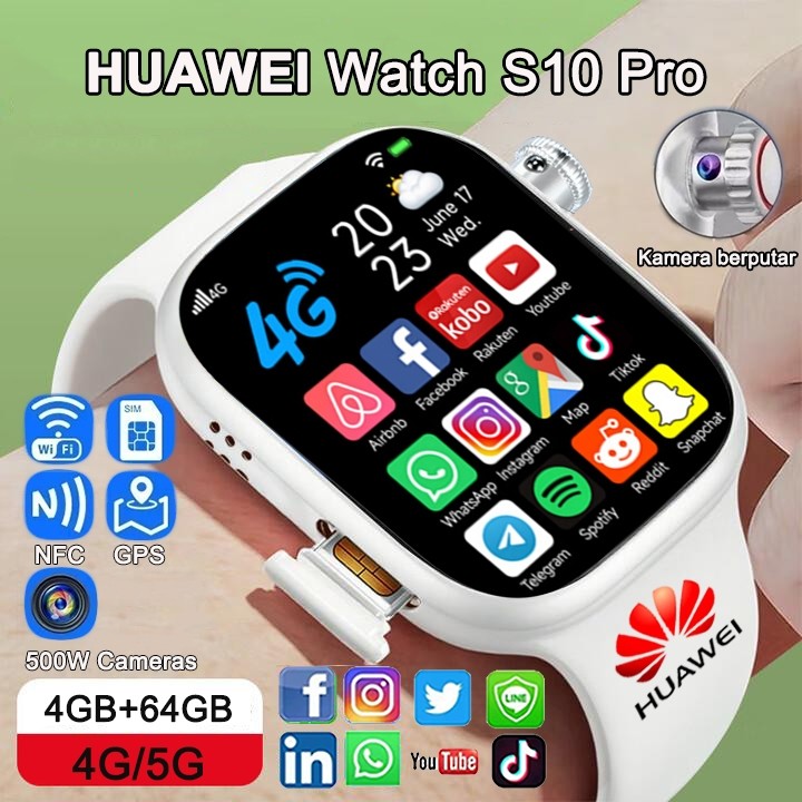 [Rotary Kamera]HUAWEI Smartwatch 4G & 5G | RAM 4 / 64GB | Bisa Nonton Youtube | Wifi | PlayStore | G