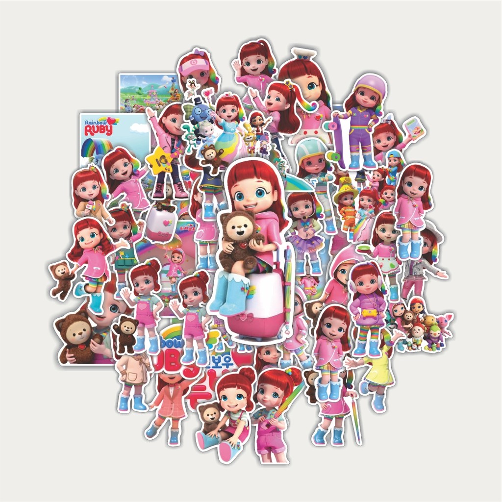 Sticker Pack Stiker Rainbow Ruby Cartoon | Sticker TUMBLR | Stiker LAPTOP KOPER HELM