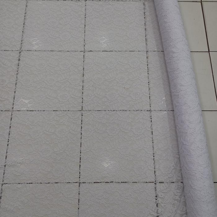 Kain Brukat seragam bridesmaid bahan Brokat Katun Lace Kebaya - putih bersih, 2 meter HOTM