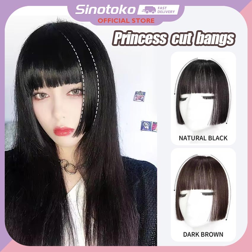 Extension Rambut Palsu Princess Cut – Bangs depan alami, potongan poni gaya komik 2D, rambut seperti