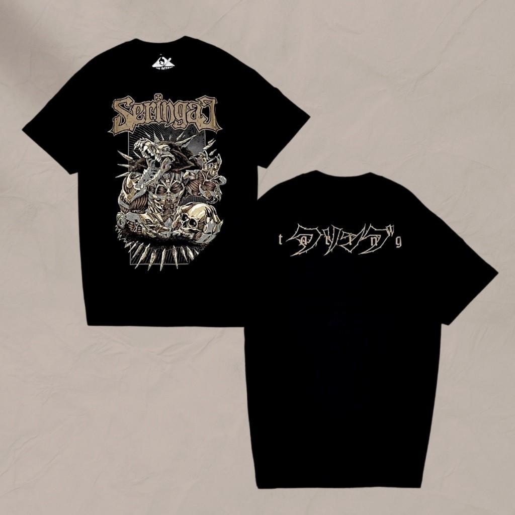 Seringai - Mecha Wolf Tshirt - Black  T shirt Kaos BAND Cotton Combed 24s TEBAL