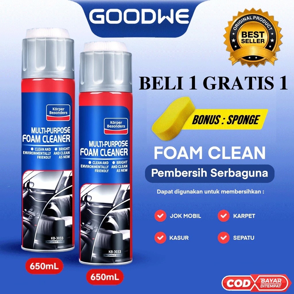 ZA15TV [BELI 1 GRATIS 1] 2 BOTOL Pembersih Serbaguna GlodWay - Pembersih Interior Mobil - Foam Clean