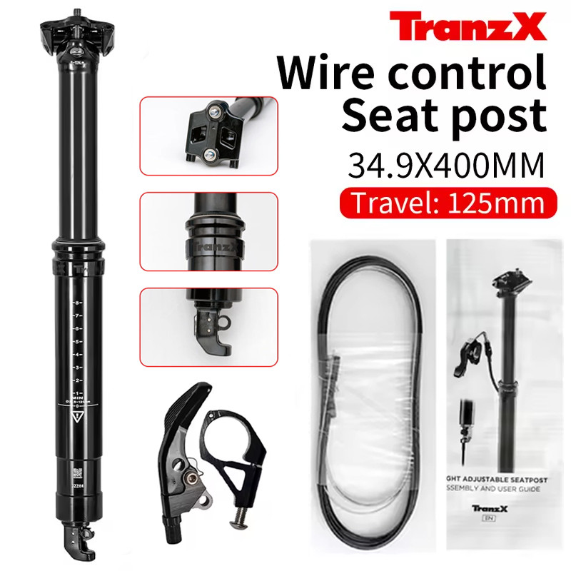 Tranzx Dropper Seatpost 34.9mm MTB Seatpost 125mm Travel TranzX Wire Control Hydraulic Seat Post 34.