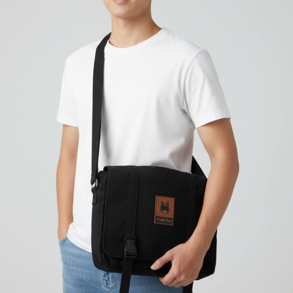TAS SLEMPANG KANVAS | TAS SELEMPANG UNISEX | TAS KULIAH KERJA TAS SLEMPANG MIQDI BAG
