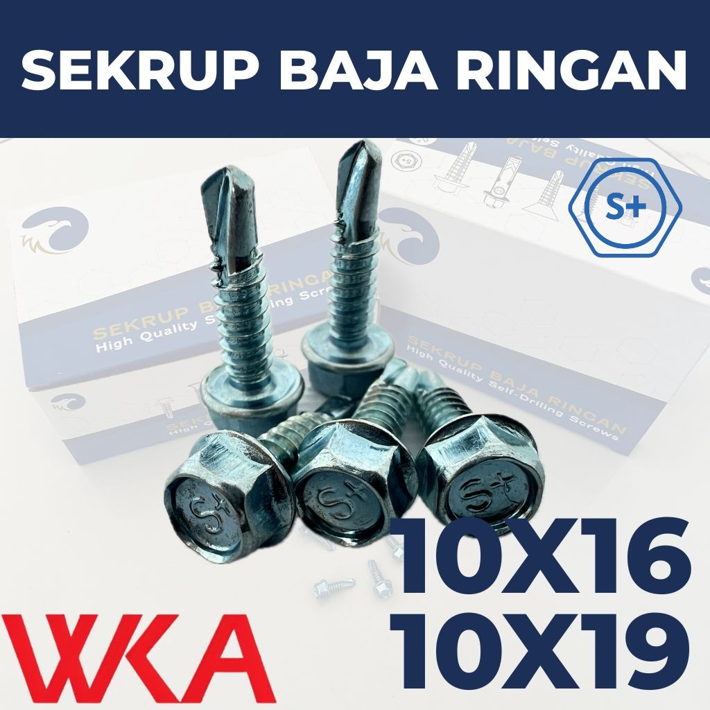 Sekrup Baja Ringan 10x16 / 10x19 mm –   Seng / Skrup / Spandek / Bondek / Atap / Baut / WiraSteel / 