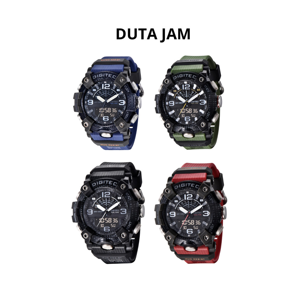 JAM TANGAN PRIA DIGITEC DA2118T DA 2118T ANALOG DIGITAL RESIN/ RUBBER/ KARET STRAP