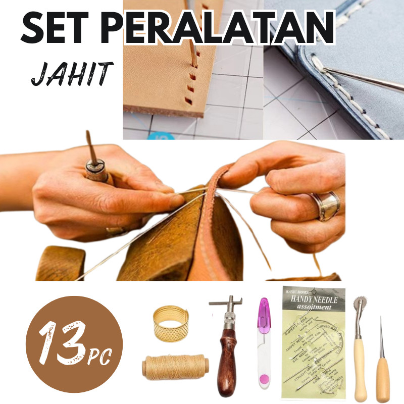 Set 13 Pc Jarum Alat Jahit Bahan Kulit Rajut Sewing Knitting Tools Manual Praktis Lengkap