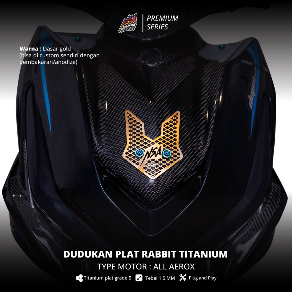 nanisumar8.allshopNSA PREMIUM SERIES TITANIUM DUDUKAN PLAT NOMOR TITANIUM GRADE 5 TYPE RABBIT YAMAHA
