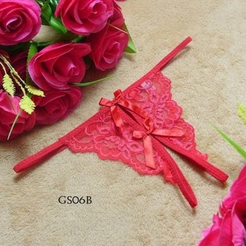 G String Celana Dalam Cd Open Crotch Lace  Wnita Merah GS06B