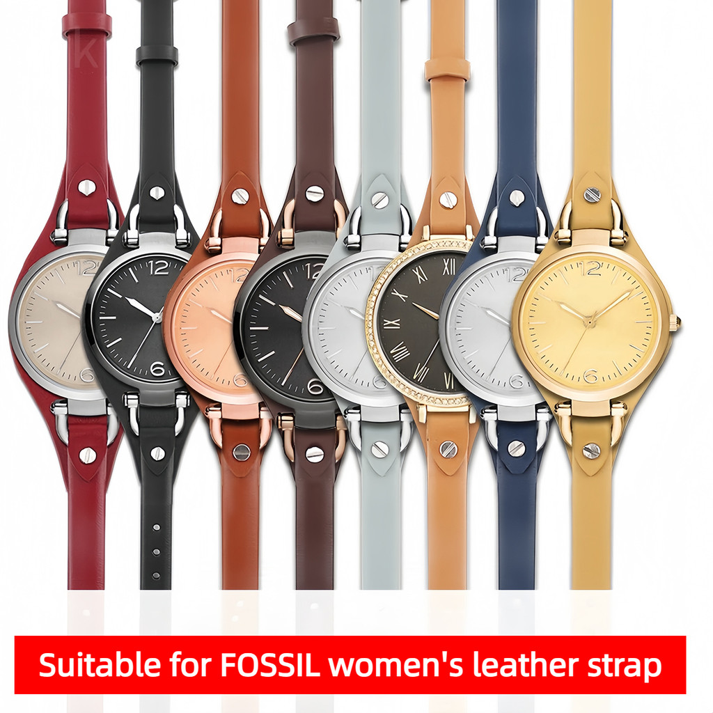 For Fossil ES3060 ES3565 ES2830 3077 3262 3060 4176 4119 8mm Genuine Leather Wat Strap Soft Cowhide 