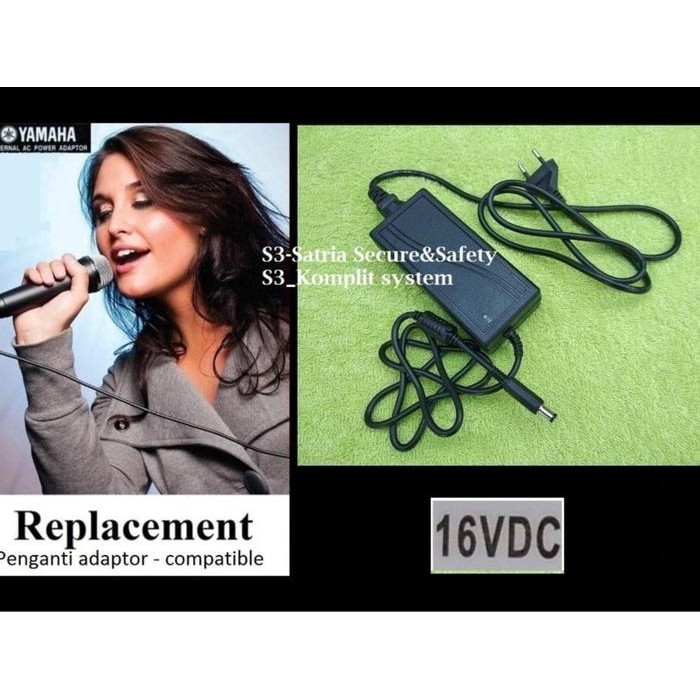 Compatible Adaptor Keyboard Yamaha PSR 16V DC16V 2.4A 2,4A 3A 3.5A 4A 4000mA PA300 menggunakan 16V 5