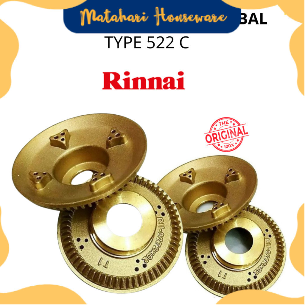 NINJA MEDAN - Burner Kuningan Kompor Gas Rinnai Type 522 C / Besi Tebal Original PECAH BELAH