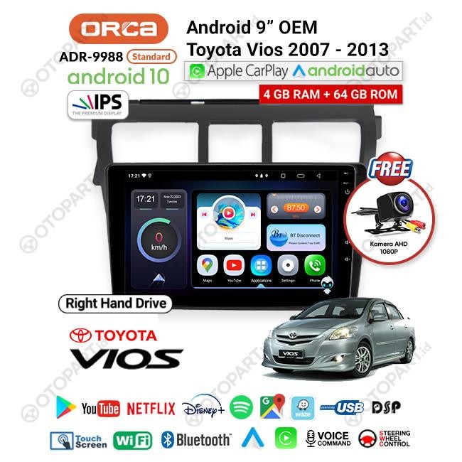 Head Unit TV Android 9″ inch + Frame OEM Toyota VIOS ORCA