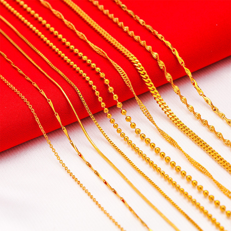 kalung emas pasir emas imitasi wanita emas asli dan palsu tembaga berlapis emas kios tulang selangka