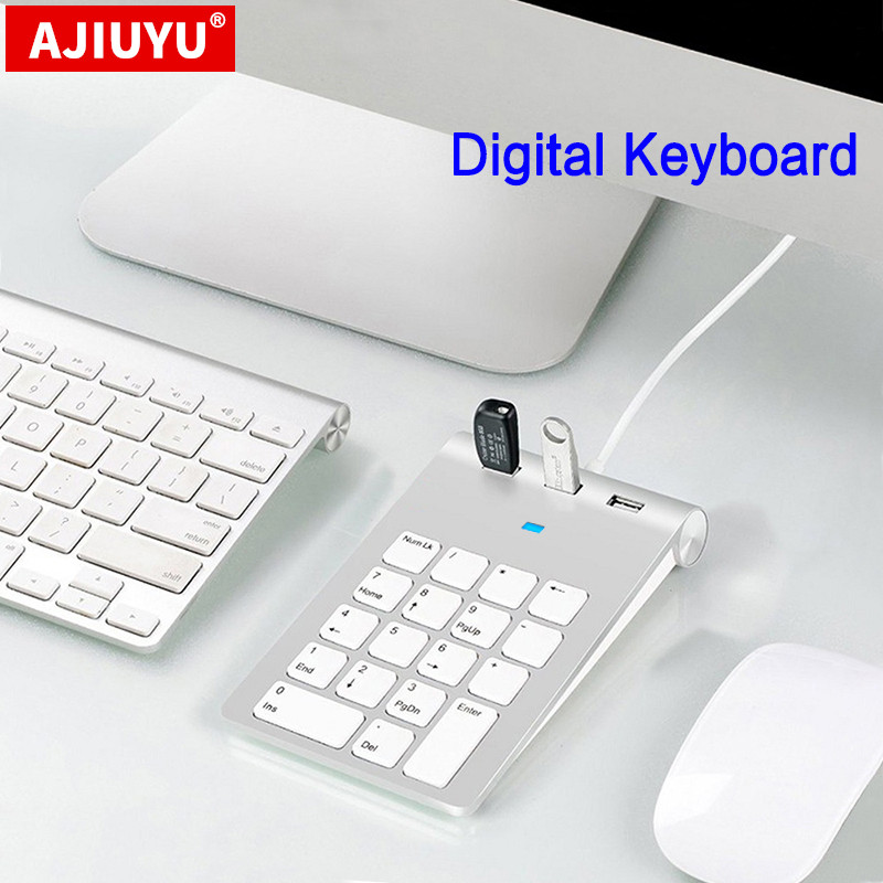 AJIUYU USB Numeric Keypad 18 Keys with three USB Hub For iMac MacBook Air Pro Lenovo PC computer num