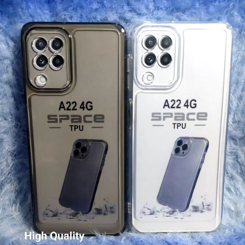 SILIKON CASE BENING SAMSUNG A22 4G/ A225/ M22 / M32 SOFTCASE SPACE CLEAR HITAM TRANSPARAN