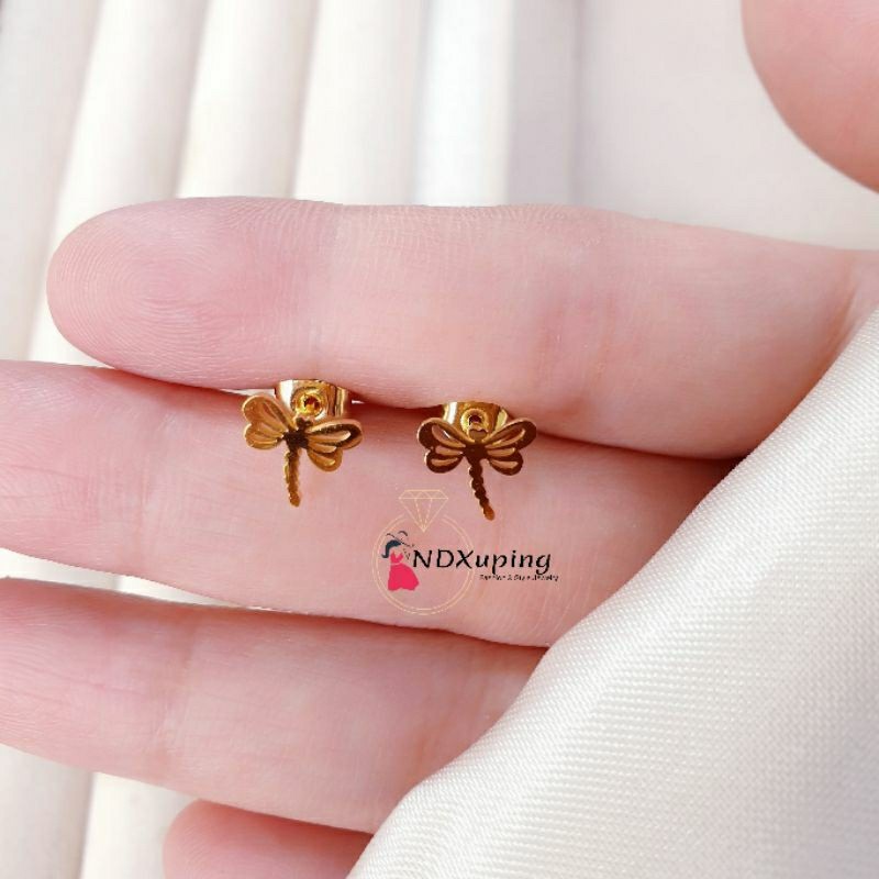 Anting Tusuk Capung Fashion Titanium Gold N10072304