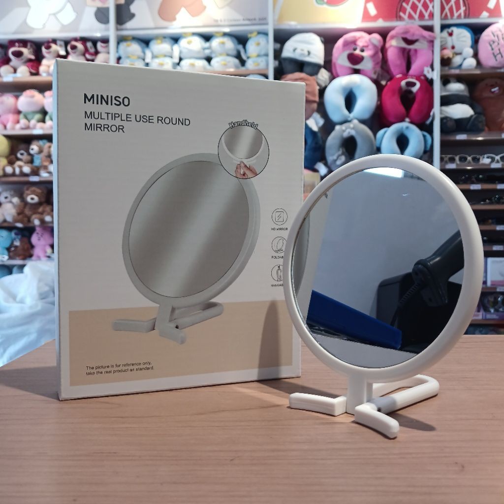 MINISO Multiple Use Round Mirror ( White, Grey ) KACA CERMIN ALAT MAKEUP