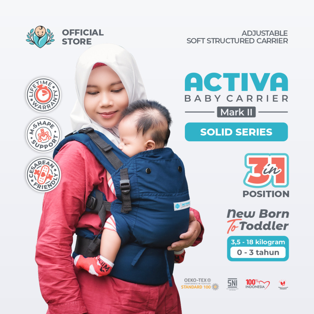 BAYIKU.ID Activa Mark 2 Gendongan Bayi M Shape SSC Adjustable Newborn - Toddler 3 Thn Activa Mark II