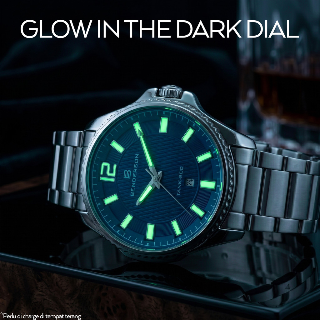BENDERSON 1184M JAM TANGAN PRIA ELEGAN KASUAL MEWAH BLUE SERIES 3 ATM WATER RESISTANT FREE BOX