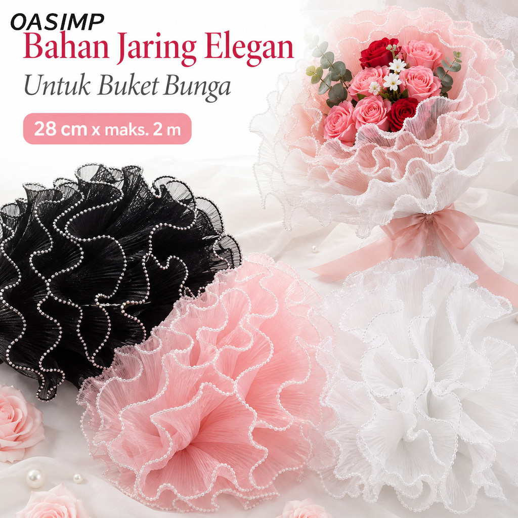 OASIMP Mutiara Renda Buket Valentine Natal Lebaran Lamaran Pernikahan Dekorasi Kado Toko Bunga