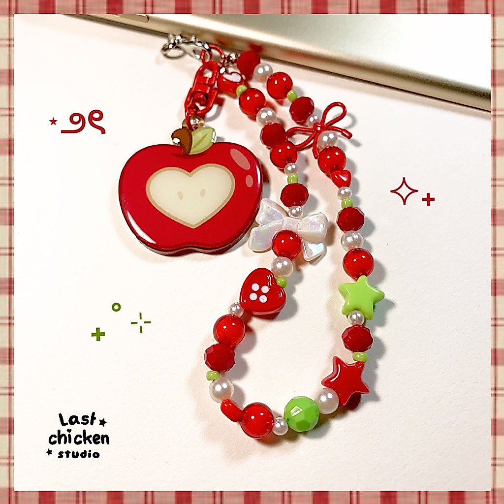 Apple Red Love strap | gantungan hp lucu Apple strap | Apple keychain