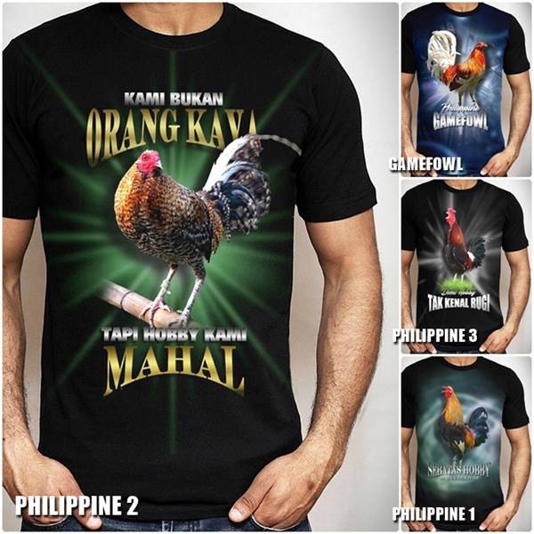 Baju Kaos AYAM Jago Petarung KAOS AYAM PHILIPPINE Kaos Ayam Laga Ayam PERU Jago Aduan Sabung Ayam S-