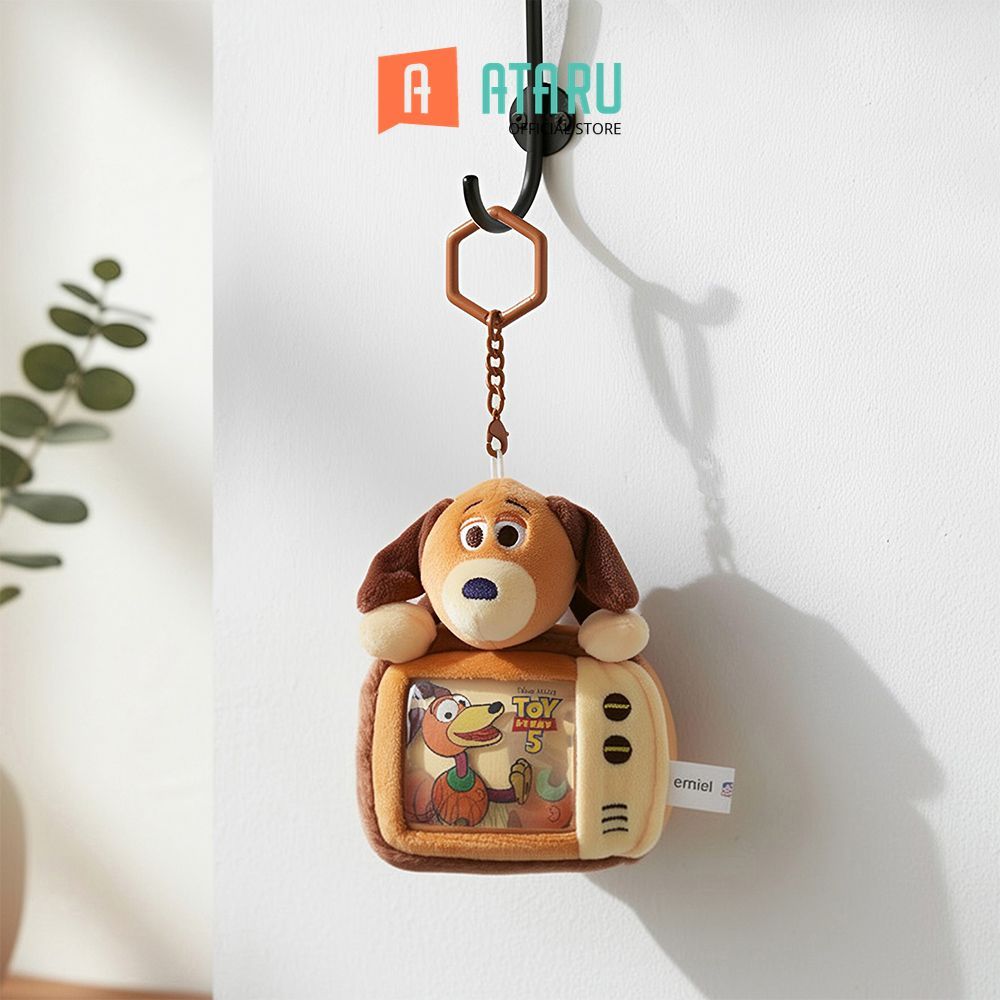 Ataru Disney Toy Story Gantungan Kunci Boneka Plush Dekorasi Slinky Dog - Cokelat Keychain Lucu Ring