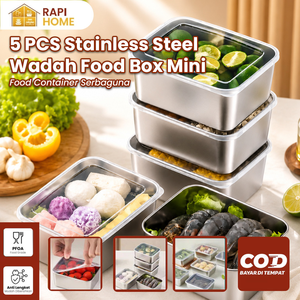 RAPI HOME Container Box Makanan Stainless Steel Premium | Food Container Besar Kecil Multifungsi unt