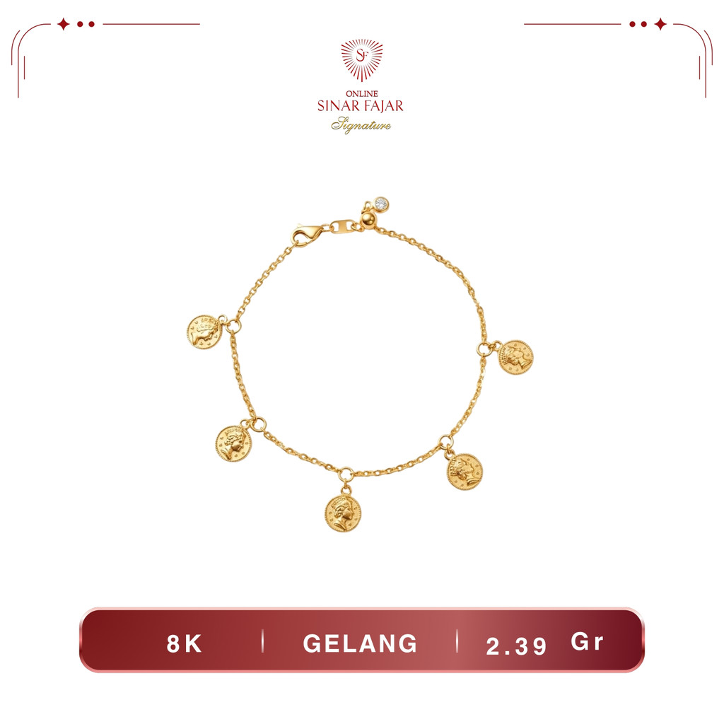 Gelang Emas Fashion Model Rantai Koin 8K-Sinar Fajar