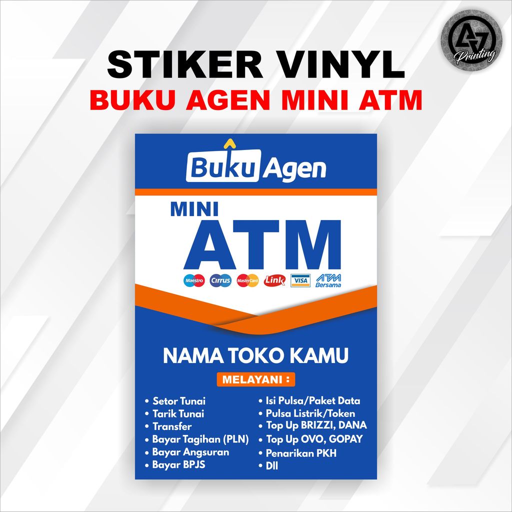 STIKER VINYL BUKU AGEN MINI ATM (CUSTOM, NAMA AGEN TULIS DI CHAT/CATATAN)