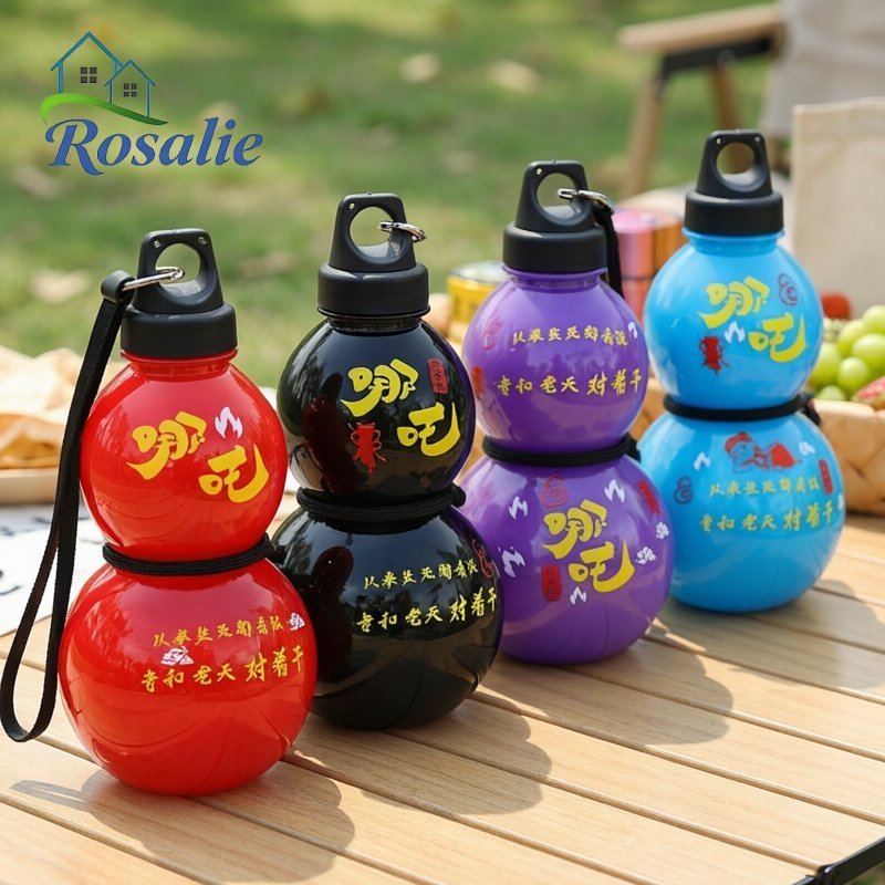 Botol Minum Labu Cina 700ml Nezha Holo Tali Gantung Stiker Eksklusif Botol Air Sport Travel