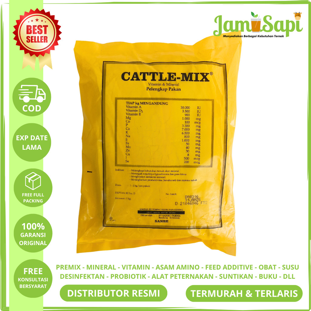 PREMIX CATTLE MIX 1 kg - Multivitamin Mineral Penggemuk Sapi Kambing Hewan Ternak | Premix Cattle Mi