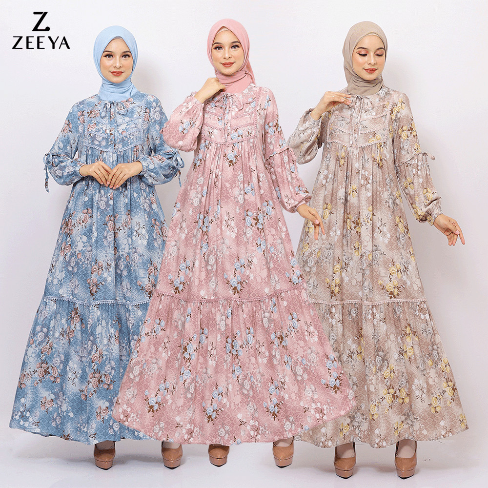COD Zeeya Collection Almeera Gamis Muslim Syari Wanita Bahan Rayon Premium Size M L XL