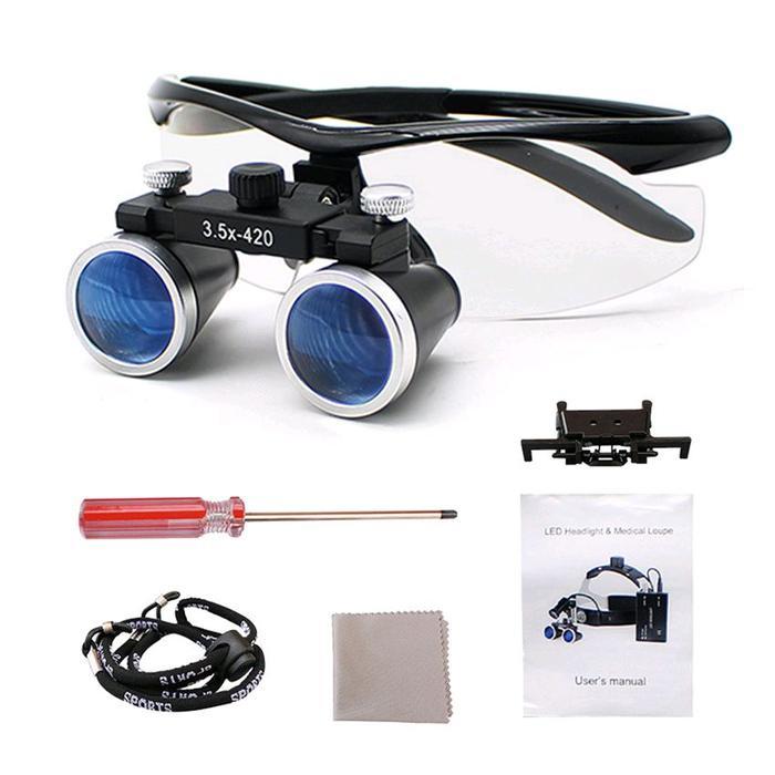 Dental Loupe Kaca Mata Pembesar Lup Dental Magnifier LED Alat Dokter Gigi Profesional