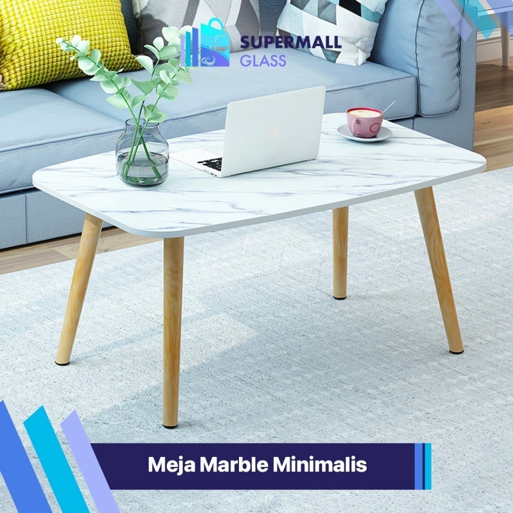 Supermall Meja Ruang Tamu Minimalis | Meja Estetik Nordic | Meja IKEA | Kaki Kayu Bulat