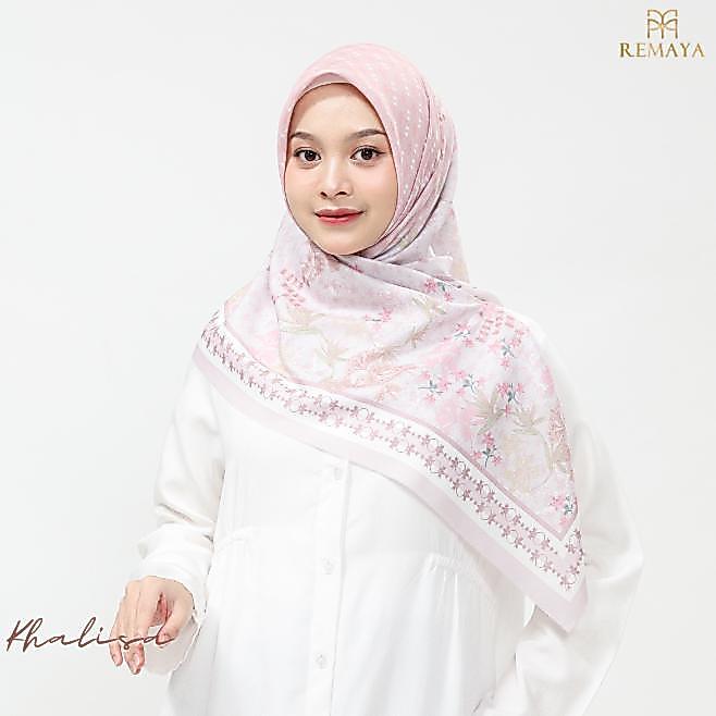 Remaya Khalisa Scarf Hijab Segiempat Voal Jilbab Motif Elegan Premium