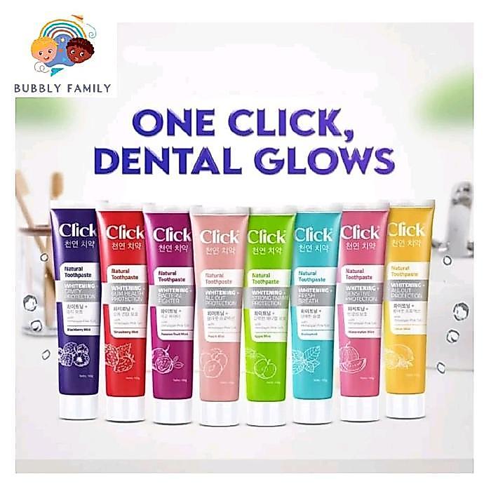 Click Natural Toothpaste Pasta Gigi Odol NCT Peach Passion Fruit Mint Watermelon Barley Blackberry
