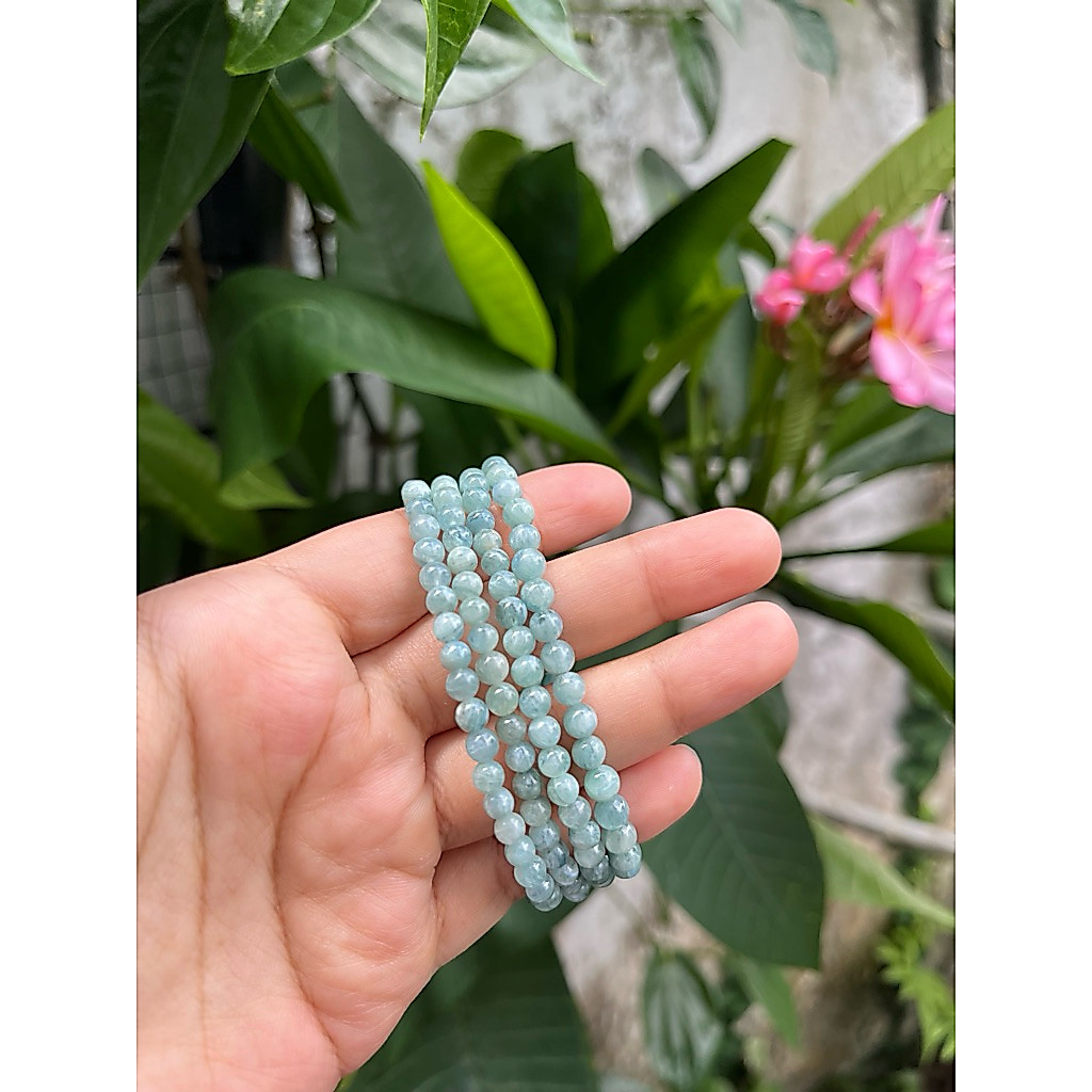 Gelang Kristal Gelang Batu Alam Asli | Blue Green Kyanite 4.8mm