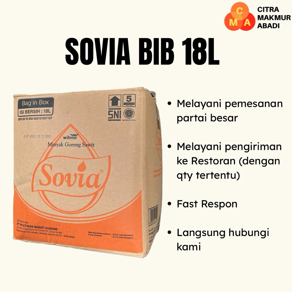 

Minyak Goreng Sovia Bib 18 Liter